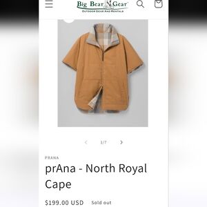 Prana reversible North Royal cape jacket! L